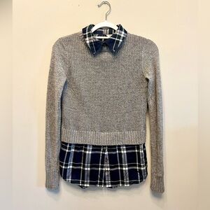 Veronica Beard Sweater with Plaid Trim